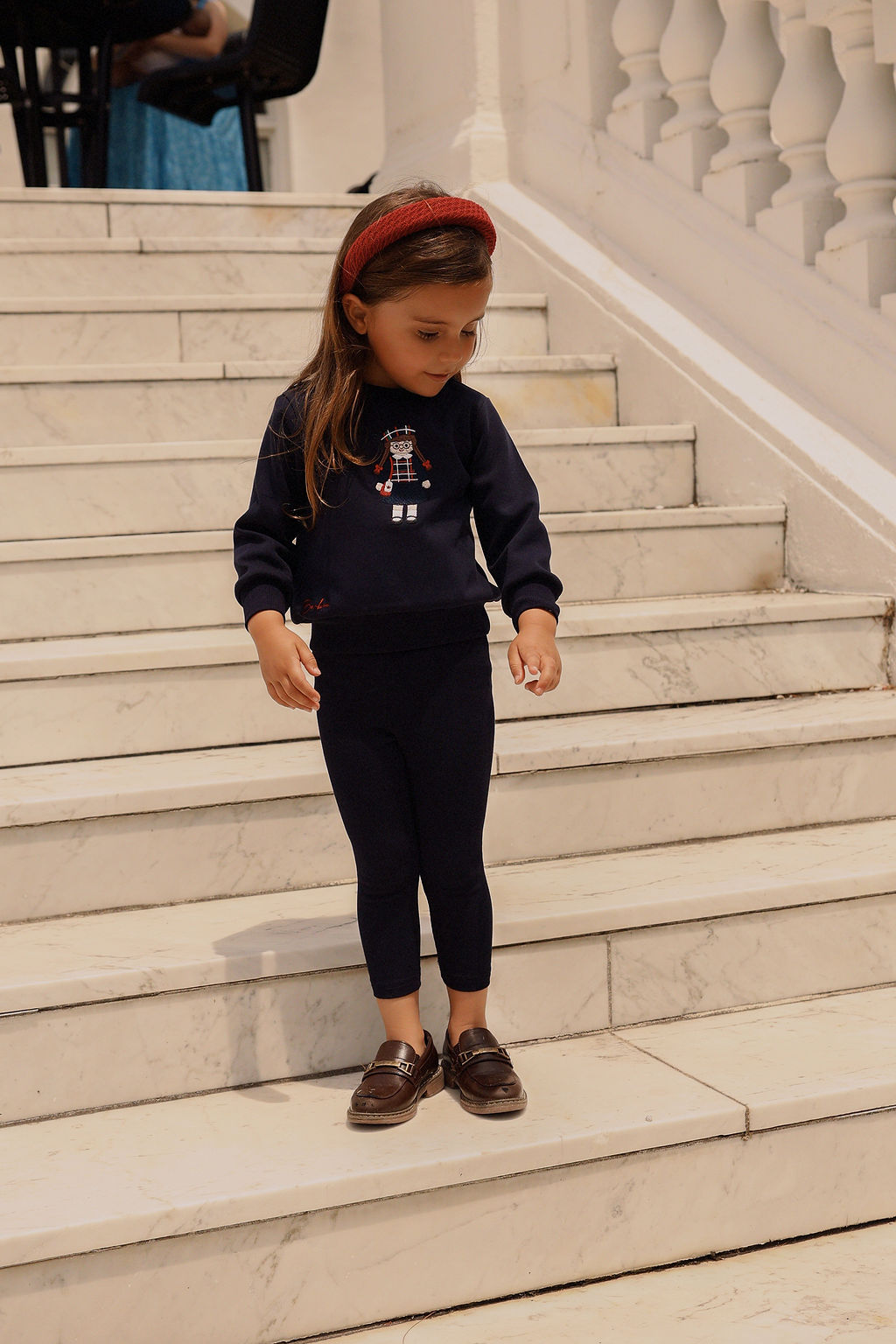 BAMBOO NAVY DOLL EMBROIDERED SWEATSHIRT SET