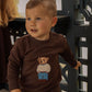 BAMBOO BROWN EMBROIDERED BEAR SWEATSHIRT SET