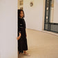 BAMBOO BLACK SCALLOP KNIT CARDIGAN MAXI DRESS