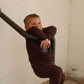 BAMBOO BROWN EMBROIDERED BEAR SWEATSHIRT SET