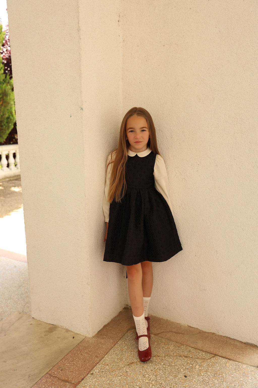BAMBOO BLACK TEXTURED BROCADE WAISTED JUMPER