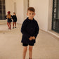 BAMBOO NAVY WOOL RAGLAN COAT