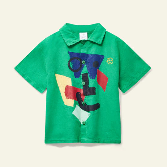 WYNKEN GREEN GRAPHIC COLLAR SHIRT