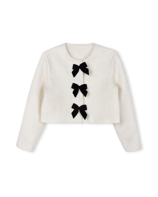 MALLORY AND MERLOT IVORY BOUCLE KNIT CARDIGAN