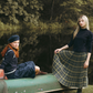 VALENTINA GREY GATHERED PLEAT PLAID MAXI SKIRT