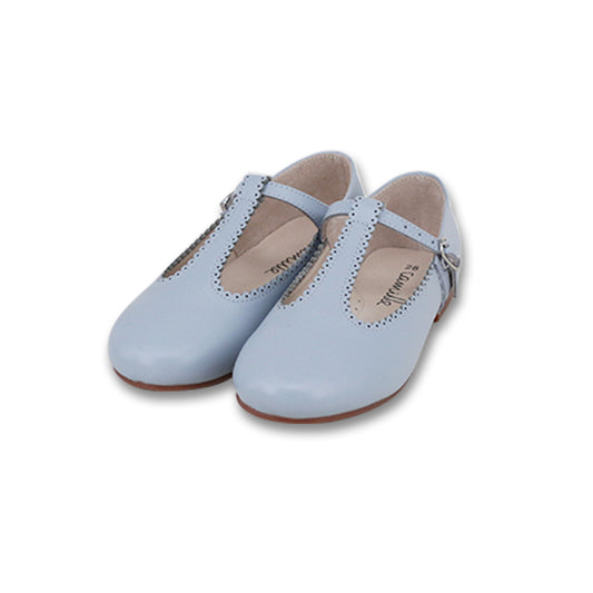 CAMILLE DUSTY BLUE SCALLOP TRIM T-STRAP SHOE