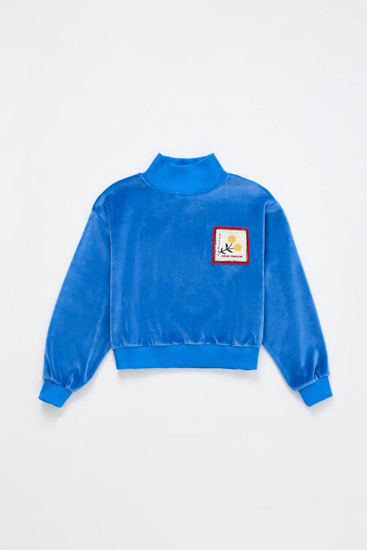 MAISON MANGOSTAN ELECTRIC BLUE POSTCARD VELVET TURTLENECK SWEATER