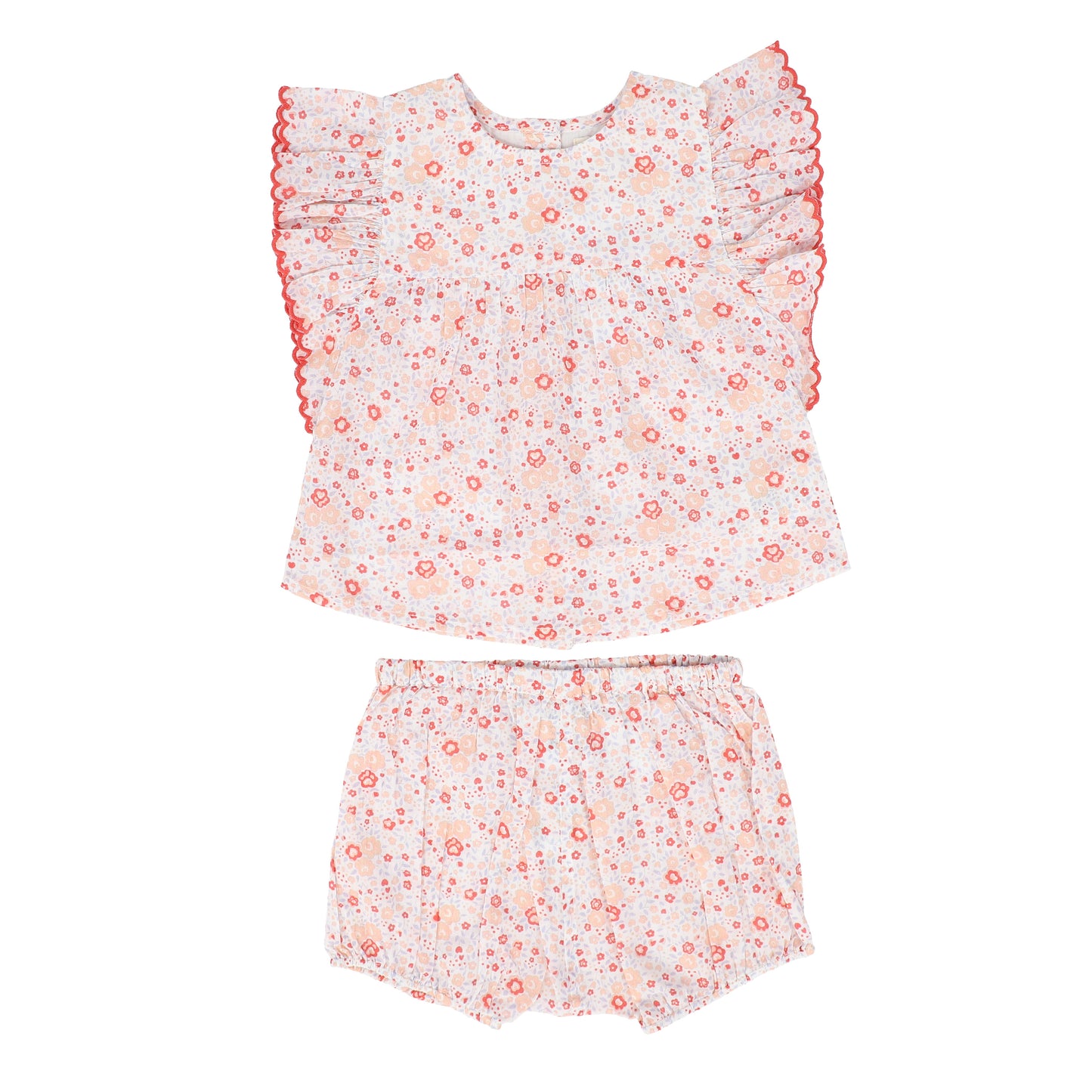 LOUIS LOUISE PINK FLORAL RUFFLE BLOOMER SET