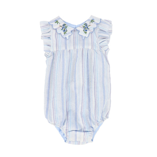 LIMONANA BLUE STRIPED COLLAR ROMPER