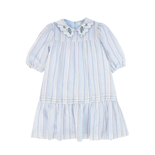 LIMONANA BLUE STRIPED COLLAR DRESS