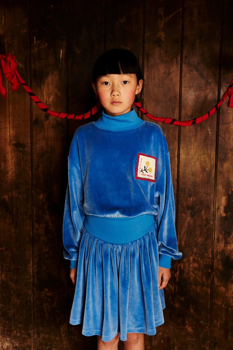 MAISON MANGOSTAN ELECTRIC BLUE POSTCARD VELVET TURTLENECK SWEATER