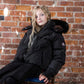 ELLABEE BLACK/BLACK FUR TRIM PUFFER COAT