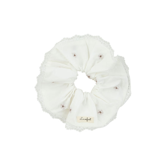 LE ENFANT WHITE LACE TRIM SCRUNCHIE [FINAL SALE]