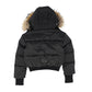 IBIS BLACK/NATURAL FUR TRIM COAT