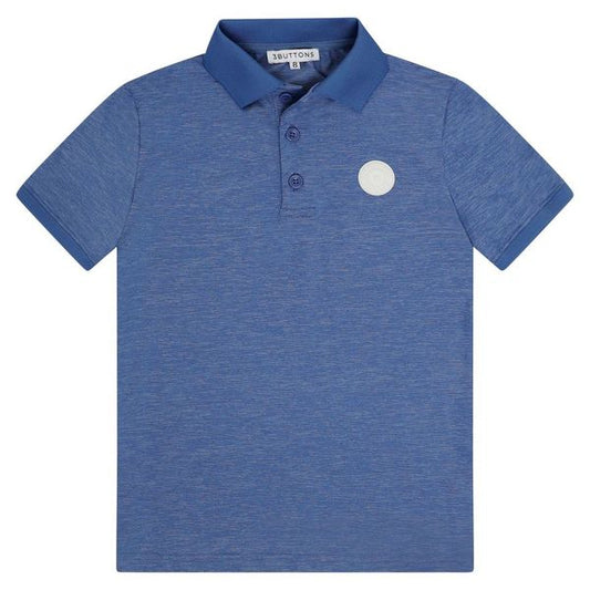 3 BUTTONS BLUE HEATHER LOGO SPORT POLO