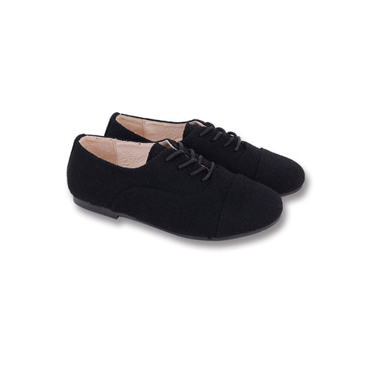 CAMILLE BLACK WOOL LACE UP SHOE