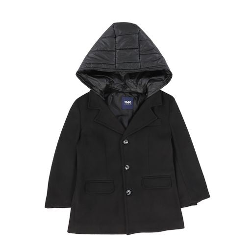 MANUELL & FRANK BLACK WOOL PUFFER HOODED JACKET [Final Sale]