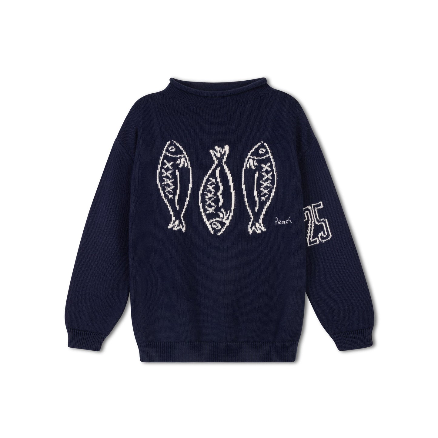 PEACH KIDS NAVY FISH KNIT SWEATER