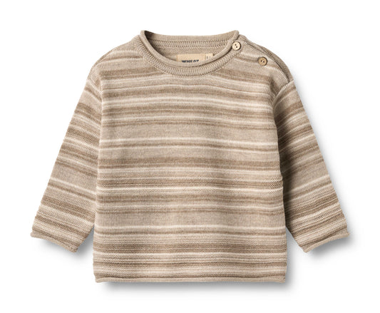 WHEAT TAN STRIPE KNIT SWEATER