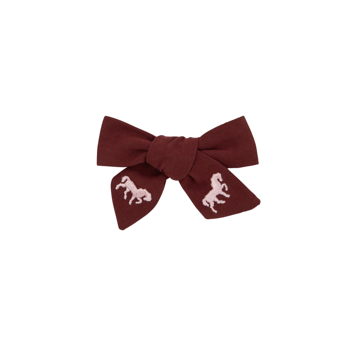 LE ENFANT BURGUNDY HORSE EMBROIDERED  CLIPS [FINAL SALE]