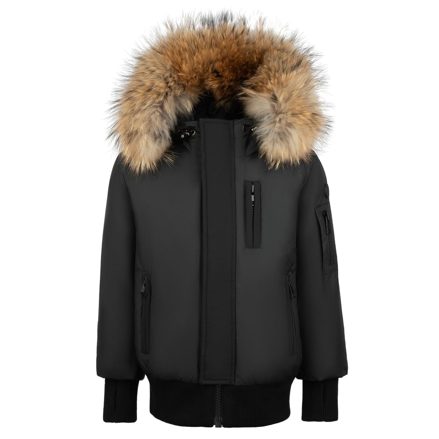 PRAMIE BLACK FUR TRIM BOMBER COAT