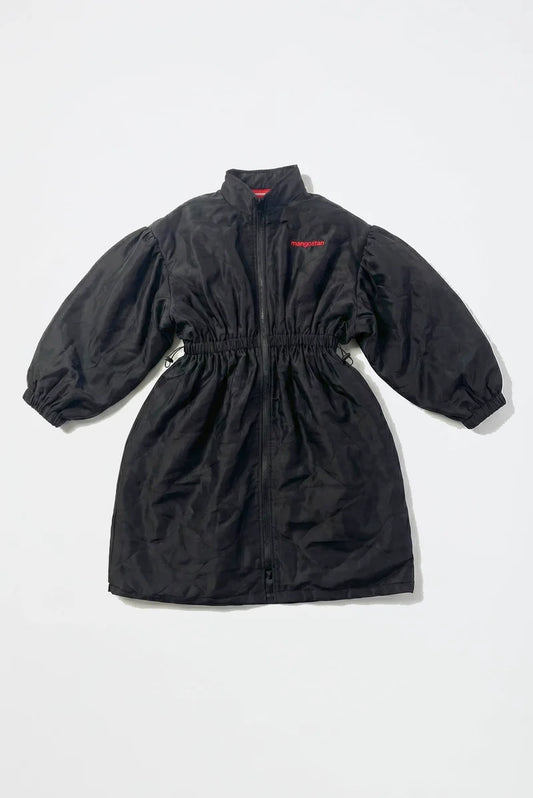 MAISON MANGOSTAN BLACK NYLON QUILTED DRAWSTRING DRESS