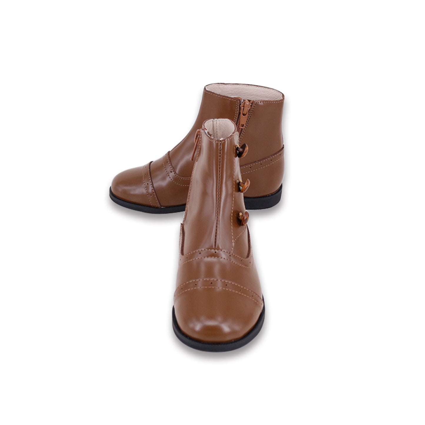 CAMILLE KIDS BROWN LEATHER BUTTON BOOTIE [FINAL SALE]