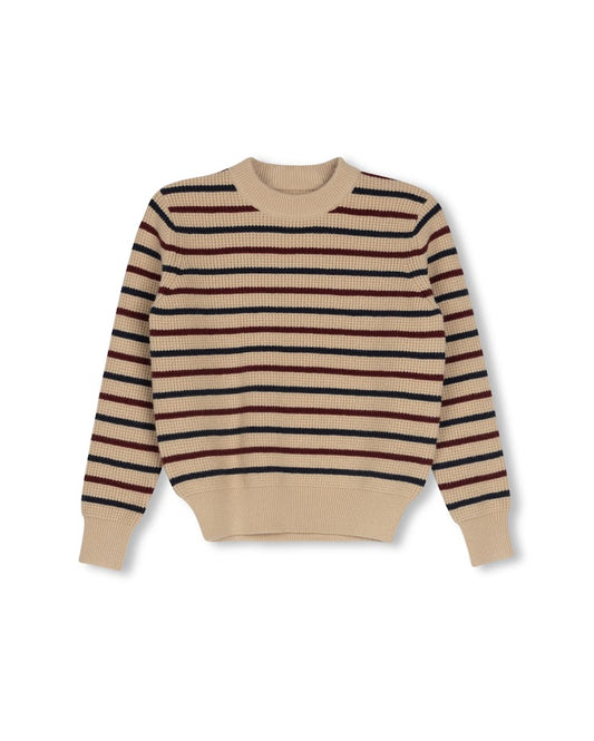 HARPER JAMES OATMEAL STRIPE WAFFLE KNIT SWEATER