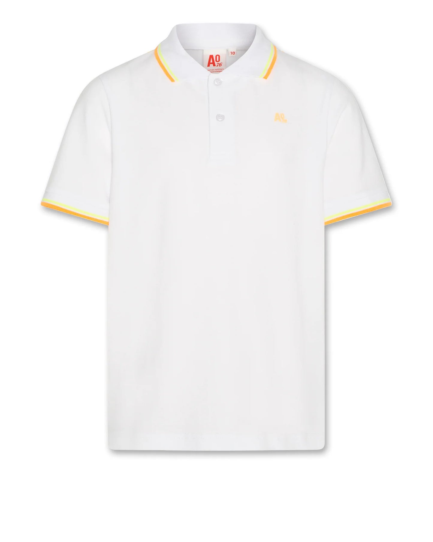 AO76 WHITE/ORANGE TRIM POLO TSHIRT