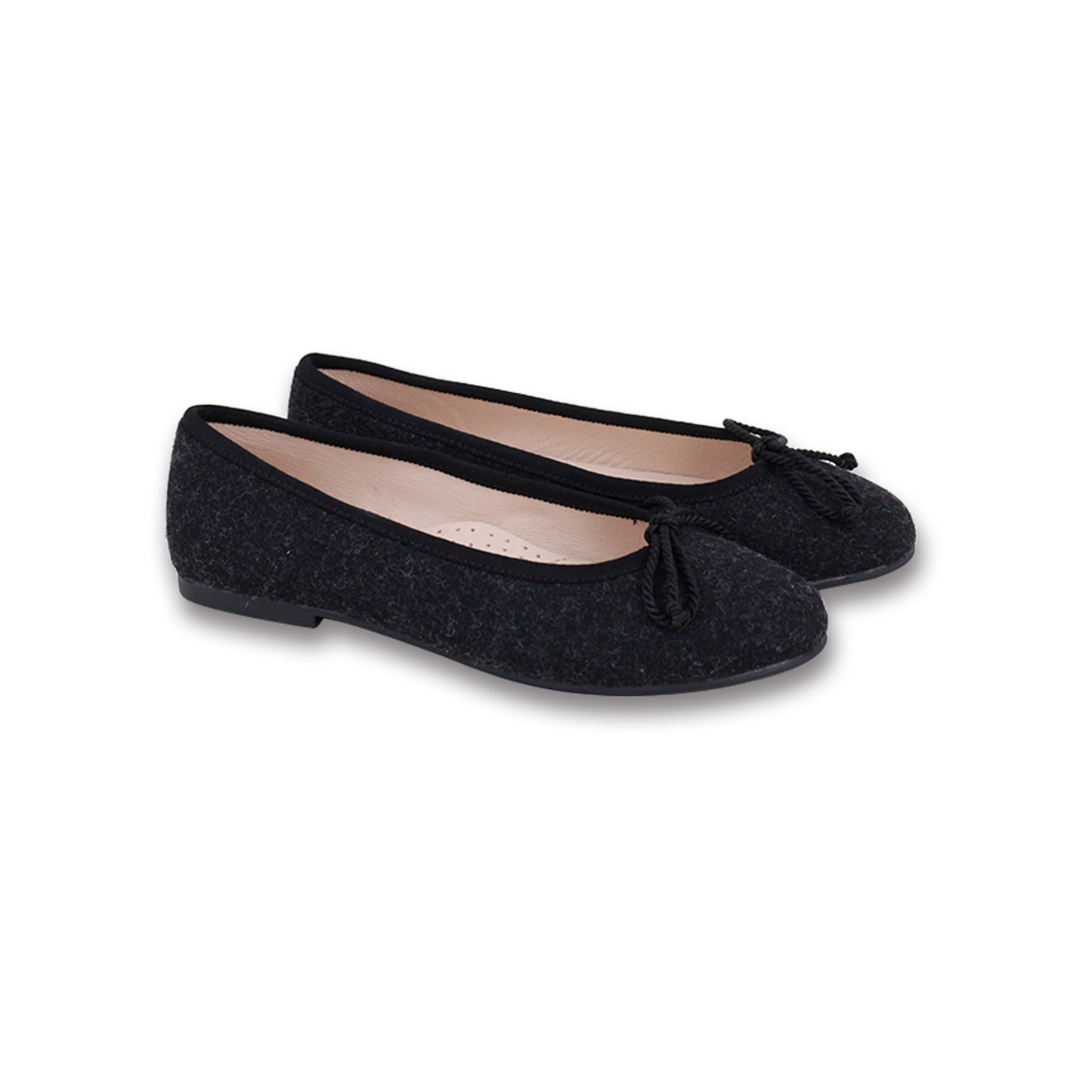 CAMILLE BLACK WOOL BALLET FLAT