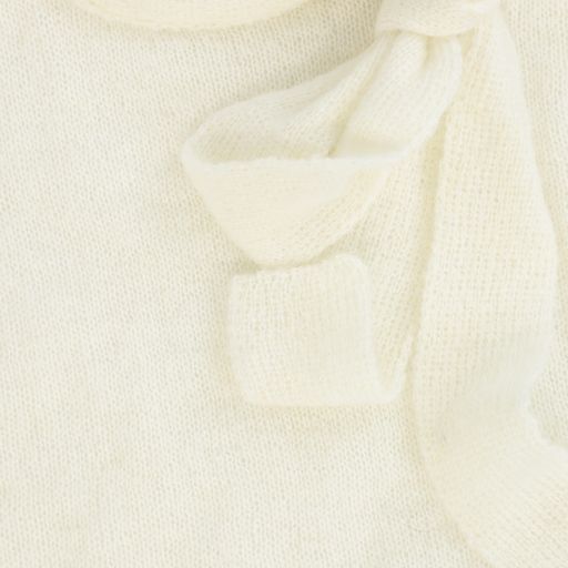 BIRINIT PETIT IVORY BOW TRIMMED SWEATER [Final Sale]