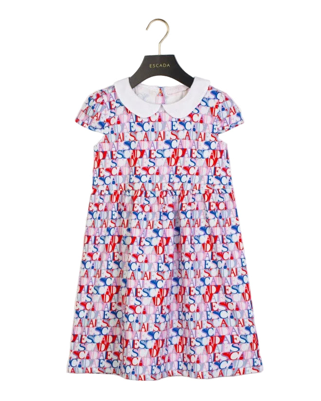 ESCADA MULTI COLORED WORDED PETERPAN COLLAR DRESS [FINAL SALE]