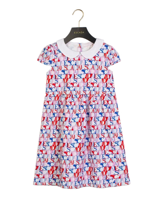 ESCADA MULTI COLORED WORDED PETERPAN COLLAR DRESS [FINAL SALE]