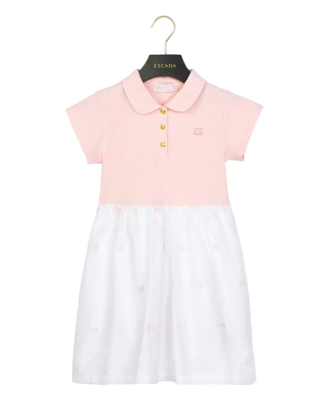 ESCADA PINK/WHITE BUTTON COLLARED DRESS [FINAL SALE]