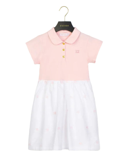 ESCADA PINK/WHITE BUTTON COLLARED DRESS [FINAL SALE]