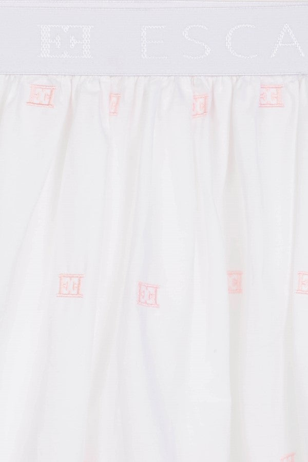 ESCADA WHITE EMBROIDERED LOGO SKIRT [FINAL SALE]