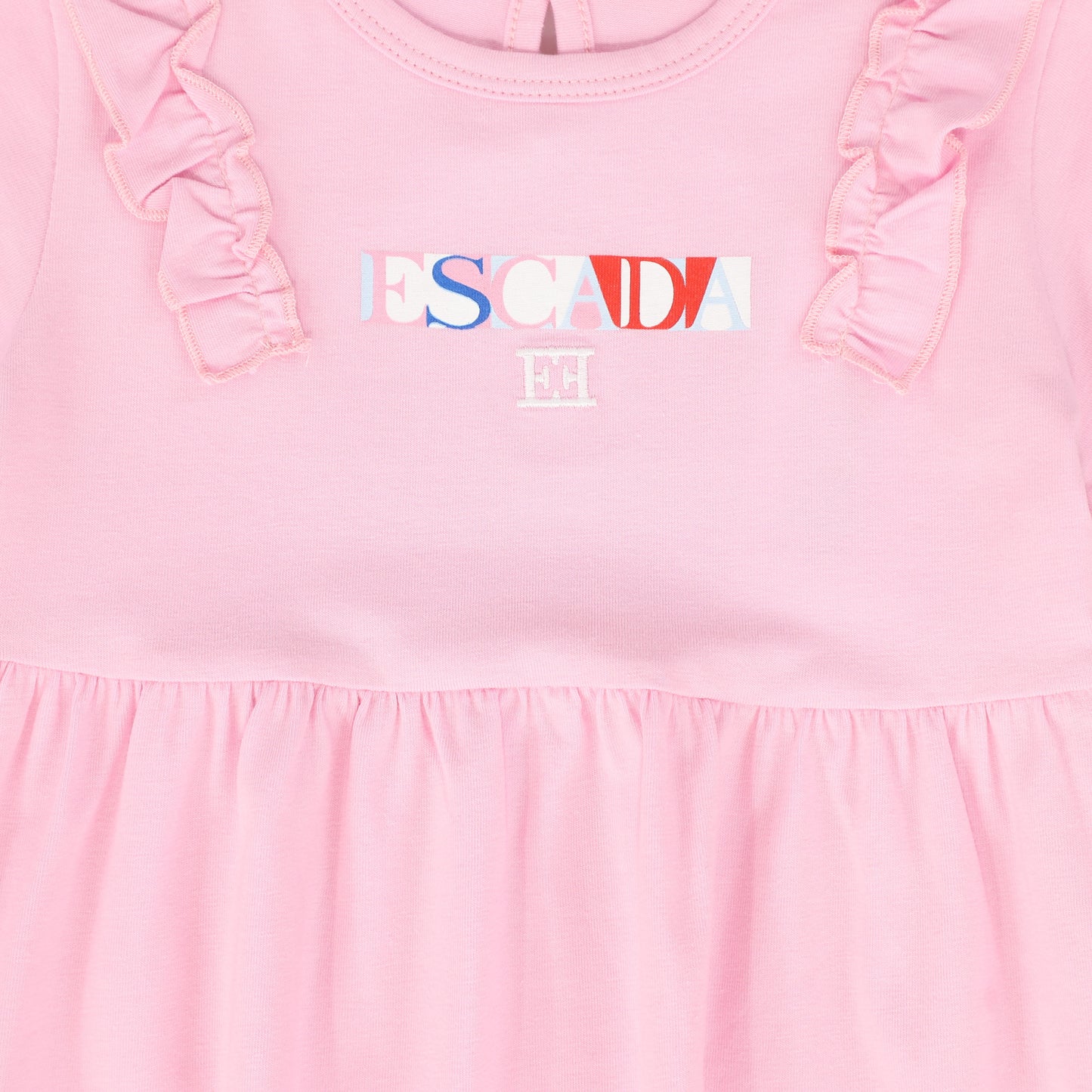 ESCADA PINK RUFFLE WORDED DRESS [FINAL SALE]