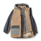 WHEAT BROWN COLOR BLOCK RAIN JACKET