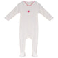BUBANI BABY WHITE VELOUR HEART FOOTIE + BEANIE
