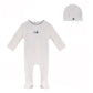 BUBANI BABY WHITE VELOUR BOAT FOOTIE + BEANIE