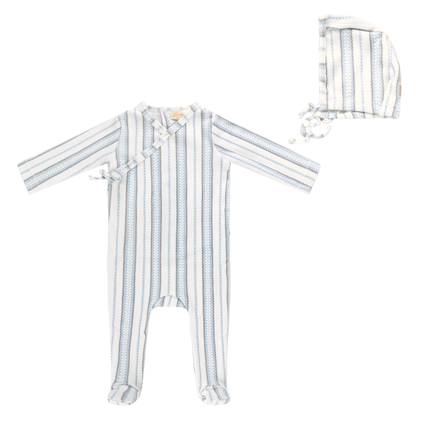 BUBANI BABY WHITE/BLUE VINTAGE FLORAL FOOTIE SET