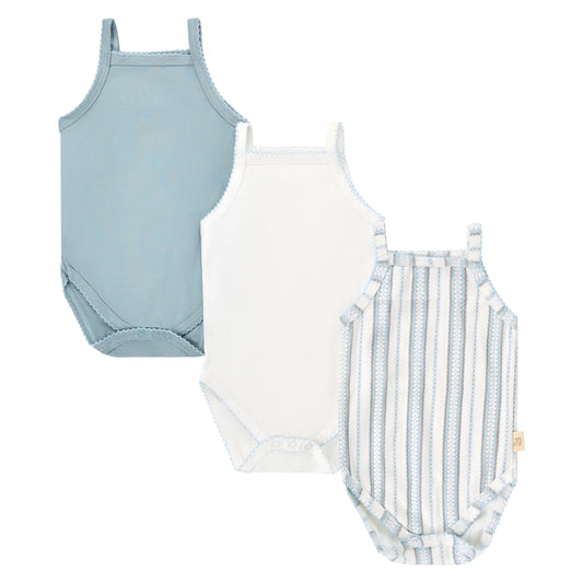 BUBANI BABY WHITE/BLUE VINTAGE FLORAL ONESIE