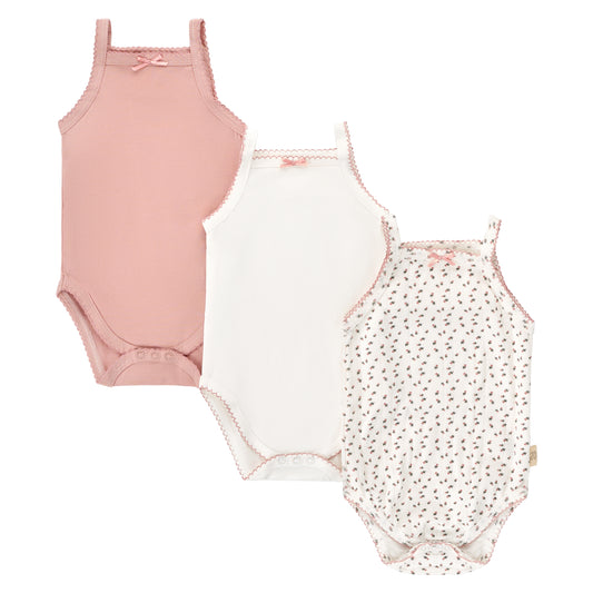 BUBANI BABY WHITE/PINK VINTAGE FLORAL ONESIE