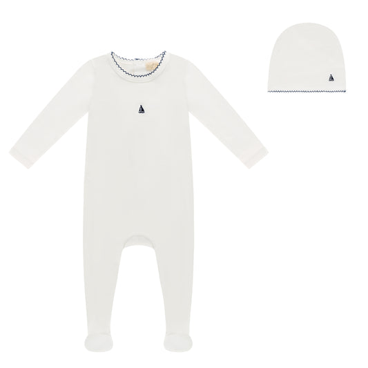 BUBANI BABY WHITE BOAT FOOTIE SET