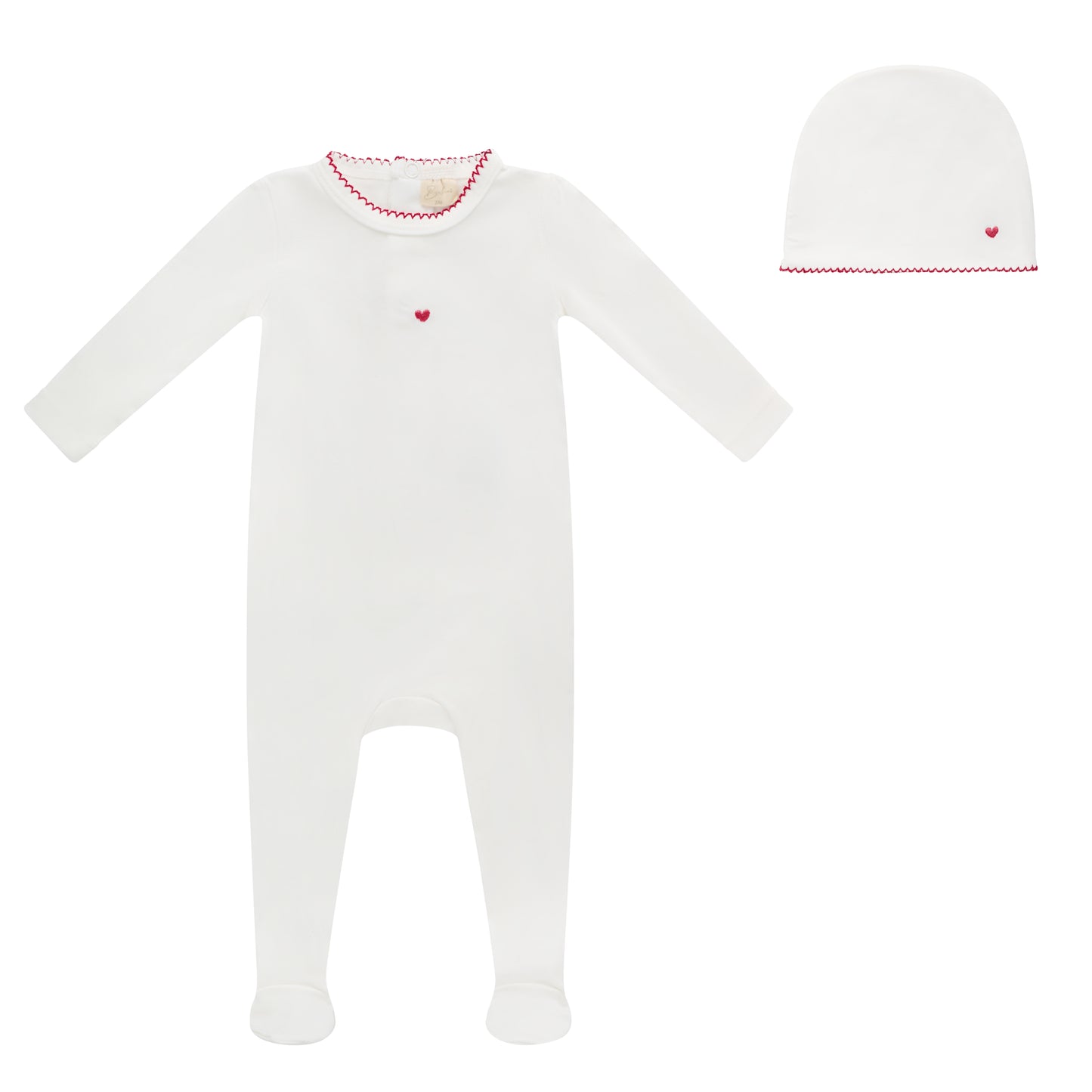 BUBANI BABY WHITE HEART FOOTIE SET