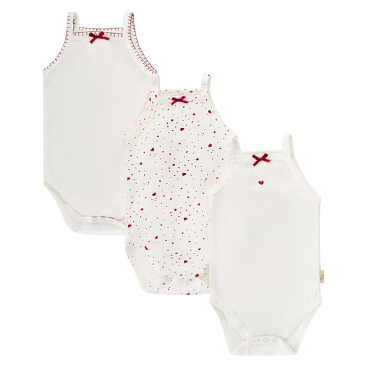 BUBANI BABY WHITE/PINK HEART PRINT ONESIE