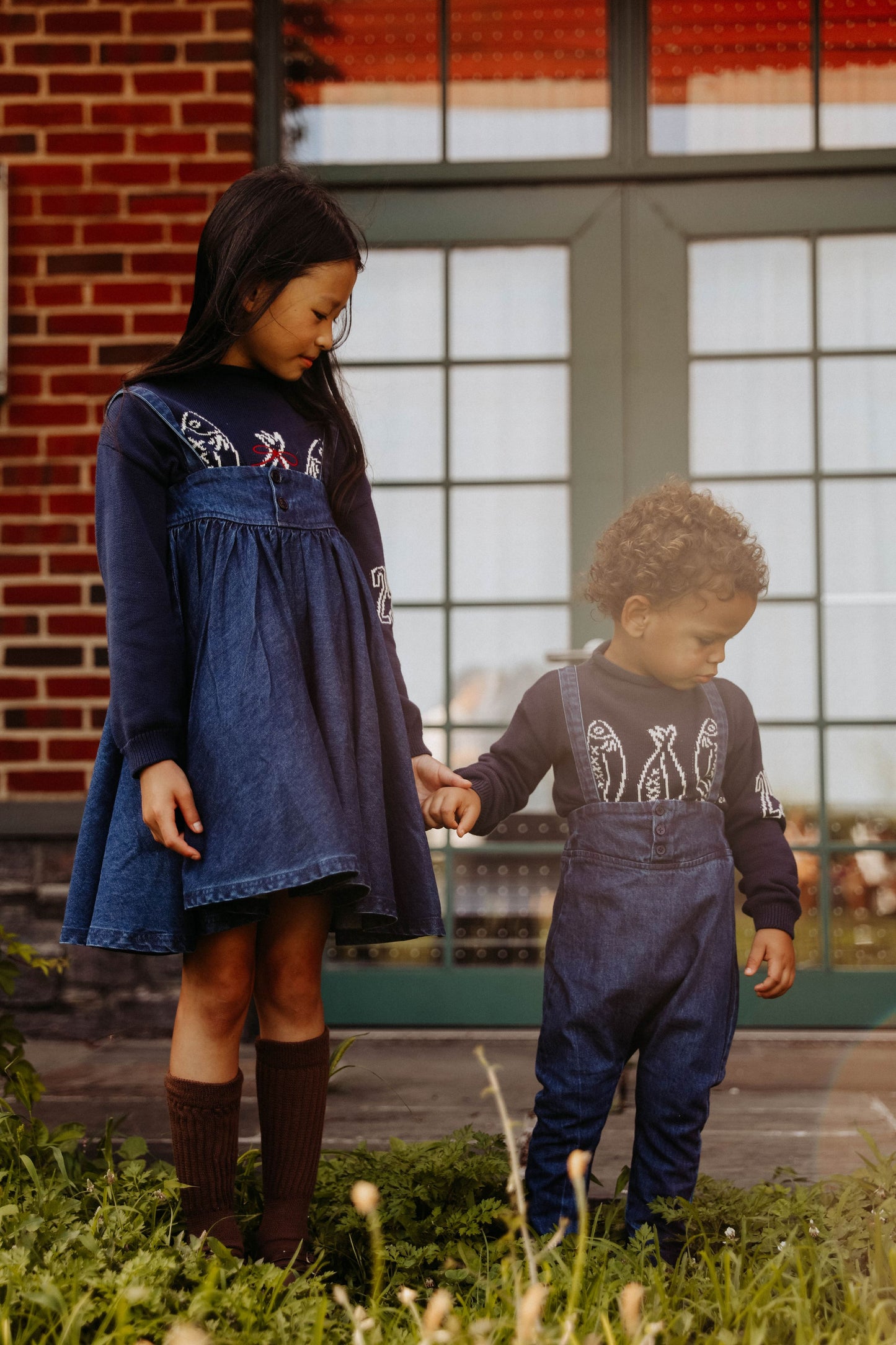 PEACH KIDS BLUE DENIM BUTTON JUMPER