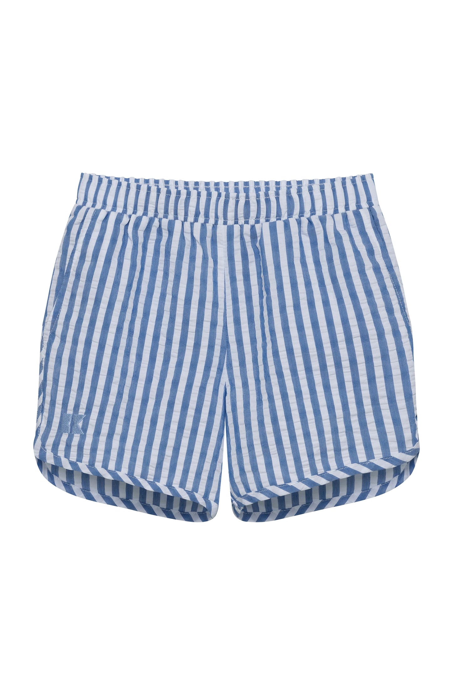 COURTSIDE KIDS BLUE/WHITE STRIPED SWIM TRUNKS