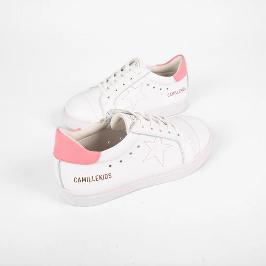 CAMILLE WHITE/PINK STITCH STAR SNEAKERS