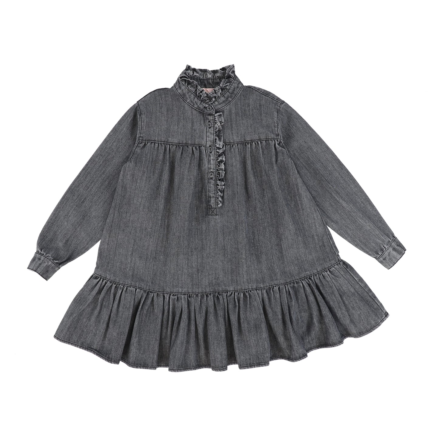 PETITE AMALIE BLACK DENIM RUFFLE COLLAR DRESS [Final Sale]